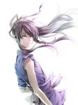  1boy drifters fujiwara_riyu hair_ribbon japanese_clothes long_hair male_focus nasu_no_yoichi ponytail purple_hair ribbon solo 