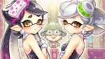  +_+ 1boy 2girls :d aori_(splatoon) artist_name bangs barefoot black_dress black_hair blush bukichi_(splatoon) candle church church_interior detached_collar domino_mask dress eyebrows fang fang_out hand_on_own_arm helmet hotaru_(splatoon) long_hair mask mole mole_under_eye multiple_girls n_kamui open_mouth pocket pointy_ears short_hair silver_hair sleeveless sleeveless_dress smile sparkle splatoon stained_glass star star-shaped_pupils swept_bangs symbol-shaped_pupils teeth tentacle_hair thick_eyebrows tooth twintails uniform upper_body very_long_hair wedding window yellow_eyes 