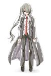  androgynous full_body gakuran hair_over_one_eye long_coat long_hair mizutama necktie one_side_up pants school_uniform sidelocks solo tokisaka_kuroumaru uq_holder! very_long_hair 