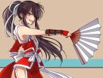 1boy adapted_costume cosplay fan folding_fan grin japanese_clothes long_hair ponytail shiranui_mai shiranui_mai_(cosplay) smile solo the_king_of_fighters youko_(santarose) 