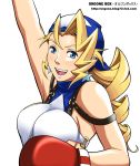  1girl bandana blonde_hair blue_eyes boxing_gloves breasts drill_hair earrings jewelry large_breasts long_hair rival_schools rival_schools:_united_by_fate smile solo tiffany_lords yas 