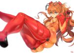  1girl ass blue_eyes breasts headgear long_hair looking_at_viewer neon_genesis_evangelion orange_hair plugsuit simple_background solo souryuu_asuka_langley white_background yang-do 