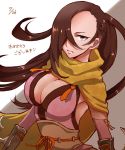  !! 1girl aoaoao_aoao breasts brown_hair cleavage fire_emblem fire_emblem_if hair_over_one_eye kagerou_(fire_emblem_if) large_breasts long_hair ponytail scarf solo 