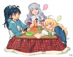  eating ganaha_hibiki highres hoshii_miki idolmaster kotatsu shijou_takane table 