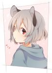  1girl akagashi_hagane animal_ears capelet from_side grey_hair mouse_ears nazrin portrait red_eyes short_hair solo touhou 