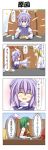  4koma 5girls aki_minoriko aki_shizuha ascot bench blonde_hair capelet closed_eyes comic cup curry curry_rice dress drinking_glass eating feeding food green_hair hat highres jitome juliet_sleeves kazami_yuuka lavender_hair letty_whiterock lily_white long_sleeves mob_cap multiple_girls open_mouth puffy_sleeves rappa_(rappaya) red_eyes smile spoon table touhou translated white_dress wide_sleeves 