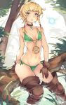  1girl boots female gebyy-terar highres linkle looking_at_viewer pond sitting the_legend_of_zelda thigh-highs thigh_boots water zelda_musou 