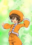  1boy bao brown_eyes brown_hair chinese_clothes hat kagehi_no_loo long_sleeves open_mouth short_hair shorts snk solo the_king_of_fighters 