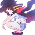  1girl banchou bob_cut hat ilya_kuvshinov jacket_on_shoulders kill_la_kill mankanshoku_mako school_uniform serafuku short_hair spoilers 