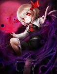  1girl blonde_hair hair_ribbon highres juliet_sleeves long_sleeves looking_at_viewer outstretched_arms puffy_sleeves red_eyes ribbon rumia shirt skirt skirt_set smile spark621 touhou vest 