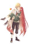  1boy 1girl blonde_hair blue_eyes blush cape carrying closed_eyes heart hug husband_and_wife long_hair namikaze_minato naruto naruto_shippuuden open_toe_shoes princess_carry redhead shoes spiky_hair szk_sssk uzumaki_kushina very_long_hair white_background 