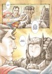  absurdres anthony_tan batman batman_(cosplay) blocking comic dc_comics english highres one-punch_man punching saitama_(one-punch_man) superman 