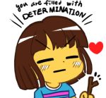  androgynous brown_hair closed_eyes english frisk_(undertale) gyate_gyate heart lowres shirt simple_background solo stick striped striped_shirt tagme undertale upper_body white_background yaruky 