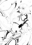 1girl breasts cleavage cleavage_cutout dated emerald_sustrai highres midriff monochrome rwby short_hair smile stormcow tagme weapon 