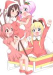  4girls akaza_akari christmas funami_yui highres multiple_girls no_socks pink_hair refalice toshinou_kyouko yoshikawa_chinatsu yuru_yuri 