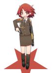  gun handgun highres kamonari_ahiru military military_uniform necktie pistol red uniform weapon 