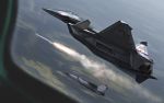  airplane clouds fighter_jet flying highres jet military missile no_humans original pilot sky tagme tom-neko_(zamudo_akiyuki) weapon 