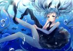  1girl aqua_hair dress hatsune_miku long_hair sakura_hiyori shinkai_shoujo_(vocaloid) solo twintails underwater vocaloid 