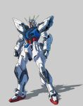  beam_rifle clenched_hands energy_gun grey_background gun gundam gundam_seed handgun highres mecha no_humans shadow simple_background solo strike_gundam strike_gundam_e tatsu_(ashcleef) weapon 