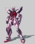  beam_rifle clenched_hands energy_gun grey_background gun gundam gundam_seed handgun highres mecha no_humans shadow simple_background solo strike_gundam_e strike_rouge tatsu_(ashcleef) weapon 