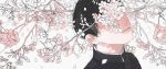  1boy black_hair cherry_blossoms naga-no original short_hair solo 