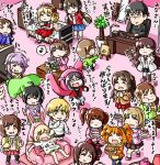  1boy 6+girls animal_ears ayase_honoka black_hair blonde_hair brown_hair cake cat_ears doumyouji_karin food futaba_anzu hamburger hayasaka_mirei ichinose_shiki idolmaster idolmaster_cinderella_girls idolmaster_cinderella_girls_starlight_stage kohinata_miho koshimizu_sachiko long_hair maekawa_miku mimura_kanako miyamoto_frederica multiple_girls nakano_yuka ogata_chieri oohara_michiru pina_korata producer_(idolmaster_cinderella_girls_anime) purple_hair sakuma_mayu sakurai_momoka senkawa_chihiro shimamura_uzuki short_hair sleeping takatsuki_yayoi torako_(toramaru) 