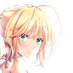  ahoge artist_request blonde_hair blush fate/stay_night fate_(series) green_eyes looking_at_viewer saber saber_lily smile 