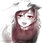  animal_ears blush collar dog_ears dog_tail fang hand_on_another&#039;s_head leash ndgd_(bean1215) ruby_rose rwby tail 