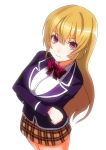  1girl blonde_hair breasts large_breasts long_hair nakiri_erina pink_eyes school_uniform shokugeki_no_souma 