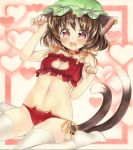  animal_ears bra breasts cat_cutout cat_ear_panties cat_ears cat_lingerie cat_tail chen cleavage cleavage_cutout fang hat highres jewelry marker_(medium) mob_cap mugicha0929 multiple_tails nekomata open_mouth panties red_bra red_panties side-tie_panties single_earring sitting small_breasts smile tail thigh-highs touhou traditional_media two_tails underwear wariza white_legwear 