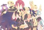  3boys 3girls aqua_(fire_emblem_if) armor blonde_hair blue_hair bow camilla_(fire_emblem_if) cape elise_(fire_emblem_if) fire_emblem fire_emblem_if hair_bow hair_over_one_eye hairband leon_(fire_emblem_if) marx_(fire_emblem_if) multiple_boys multiple_girls my_unit_(fire_emblem_if) open_mouth ponytail purple_hair red_eyes redhead satori smile staff sword twintails violet_eyes weapon yellow_eyes 