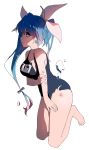  1girl blue_hair i-19_(kantai_collection) kantai_collection kusumoto long_hair red_eyes star star-shaped_pupils swimsuit symbol-shaped_pupils torn_clothes torn_swimsuit twintails 