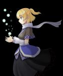  1girl arm_warmers blonde_hair darkness gomi_(gomitin) green_eyes mizuhashi_parsee pointy_ears ponytail scarf shirt short_sleeves skirt solo touhou 