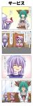  +++ 4koma 6+girls =_= aki_minoriko aki_shizuha alternate_costume apron ascot bench blonde_hair blue_eyes blush brooch comic cup dress flapping_ears gradient gradient_background green_hair hat highres jewelry jitome juliet_sleeves kasodani_kyouko kazami_yuuka lavender_hair letty_whiterock long_sleeves mob_cap multiple_girls open_mouth pink_dress pudding puffy_sleeves rappa_(rappaya) red_eyes remilia_scarlet shirt siblings silver_hair sisters sitting smile table teacup touhou translated tray v_arms 