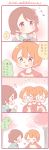  0_0 2girls 4koma brown_hair cherry_blossoms comic flying_sweatdrops hoshizora_rin koizumi_hanayo love_live!_school_idol_project multiple_girls orange_hair short_hair translation_request ususa70 