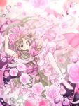  1girl absurdres alternate_color bubble caustics dress flower fuyuto_(ihara_128) green_dress highres kagiyama_hina light_particles looking_at_viewer ribbon rose solo touhou underwater 
