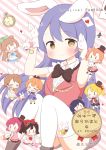  &gt;_&lt; ^_^ alice_in_wonderland animal_ears artist_name ayase_eli black_hair blonde_hair blue_hair blush bow bowtie brown_eyes brown_hair bunny_pose card carrot cat_ears chibi closed_eyes copyright_name cover cover_page diagonal_stripes doujin_cover dress earrings gloves hair_bow hat hoshizora_rin jewelry kemonomimi_mode koizumi_hanayo korekara_no_someday kousaka_honoka long_hair love_live!_school_idol_project minami_kotori nishikino_maki one_eye_closed one_side_up orange_hair playing_card pocket_watch ponytail purple_hair rabbit rabbit_ears redhead sash short_hair smile sonoda_umi striped striped_background thigh-highs top_hat toujou_nozomi twintails ususa70 vest watch white_gloves white_legwear yazawa_nico |_| 