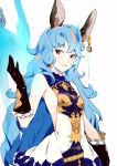  animal_ears bangs bare_shoulders belt blue_hair breasts buttons chain collar dress embroidery erun_(granblue_fantasy) eyebrows eyebrows_visible_through_hair ferry_(granblue_fantasy) frills gloves granblue_fantasy hair_between_eyes jewelry long_hair looking_to_the_side raised_hand revealing_clothes side_cutout sideboob single_earring sleeveless sleeveless_dress so_shina star very_long_hair 
