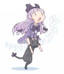  barefoot bow carrying cat chibi dos_cat furi hair_bow os purple_hair shoulder_carry 
