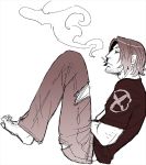  bantrain cigarette feet gambit male marvel simple_background stubble togatsuko torn_clothes x-men 