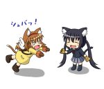  animal_ears backpack bag black_hair brown_hair cat_ears cat_tail chibi closed_eyes crossover fang food k-on! kakushiaji kanon mittens multiple_girls nakano_azusa o_o outstretched_arm outstretched_arms outstretched_hand reaching school_uniform sharing short_hair tail taiyaki tsukimiya_ayu twintails wagashi wings 