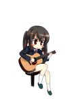  black_hair guitar instrument k-on! kouji_(campus_life) long_hair nakano_azusa school_uniform solo stool twintails 