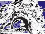  hat long_hair monochrome patchouli_knowledge purple_background touhou uki_(room_405) 