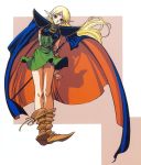  blonde_hair cape circlet deedlit elf green_eyes highres long_hair pointy_ears record_of_lodoss_war scan sword weapon 