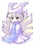 child fox_tail hat meta36 meta_ooyake multiple_tails oversized_clothes short_hair sleeves_past_wrists solo tail touhou yakumo_ran yellow_eyes young 