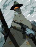  akimbo dual_wielding flcl gun hat highres sketch smoke smoking_gun trench_coat trenchcoat unknown_(artist) weapon 