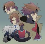  bantrain brown_hair character_sheet cigarette coat gambit male marvel ponytail red_eyes simple_background smoking stubble togatsuko trenchcoat x-men 