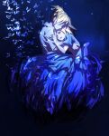  blonde_hair closed_eyes dress feathers gown highres hug ichino_(pixiv264496) kagamine_len kagamine_rin red_eyes short_hair siblings smile twins vocaloid 