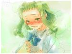  blush green_eyes green_hair gumi kimi_ni_gomen_ne_(vocaloid) short_hair solo tears utility_pole vocaloid 