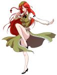  china_dress chinadress chinese_clothes fighting_stance hat hong_meiling karaagetarou long_hair red_hair redhead side_slit touhou twin_braids 